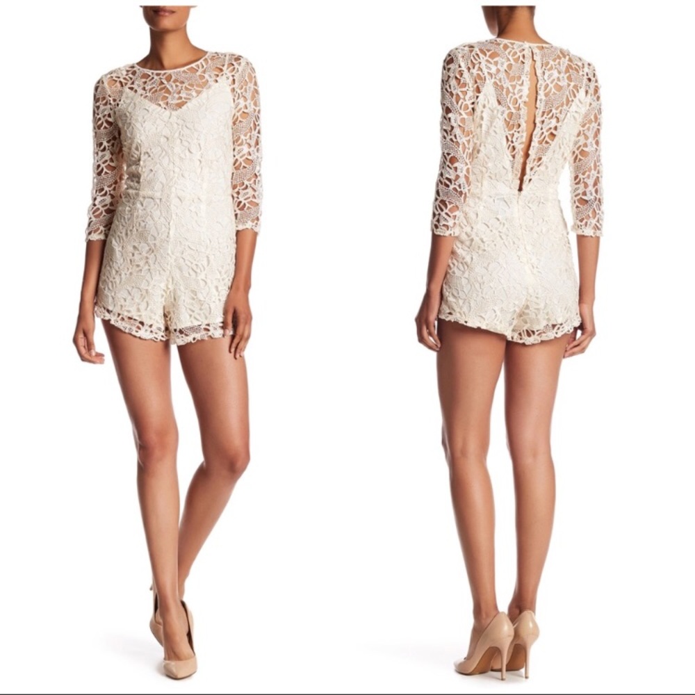 NWT! Adorable cream lace overlay romper